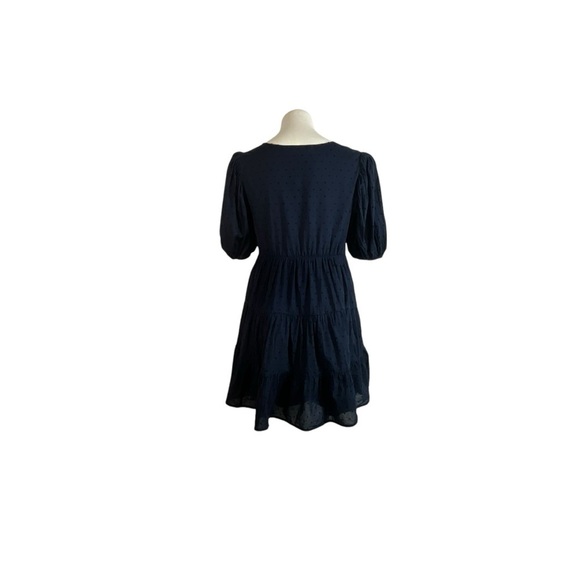 Abercrombie & Finch Baby Doll Puff Sleeve Swiss Dot Navy Blue Puff Sleeve Dress - Picture 12 of 12